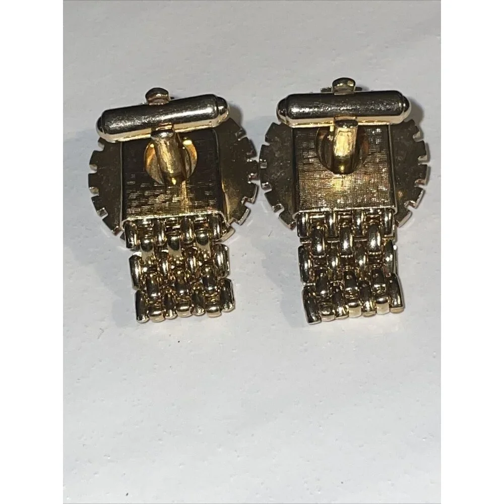 Vintage Hickok Cufflinks Orange Sunburst Gold Tone Wrap Around Retro MCM‎